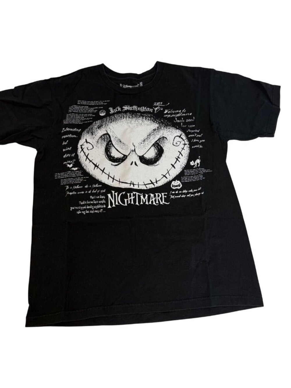 Disney Store Nightmare Before Christmas Jack Skellington Black Graphic T Shirt M
